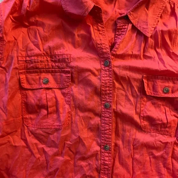 EUC Express Coral Button Down Shirt in Thin Cotton Sz L - Picture 3 of 5